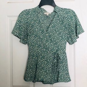 MONTEAU green flower print blouse